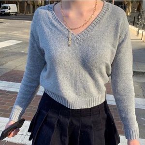 Brandy Melville Leigh Grey V Neck Sweater